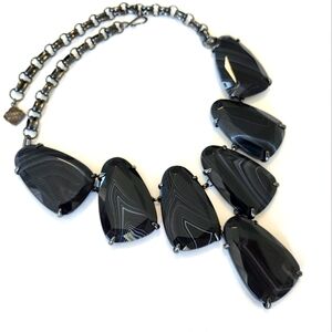 Kendra Scott black banded agate Harlow statement necklace
